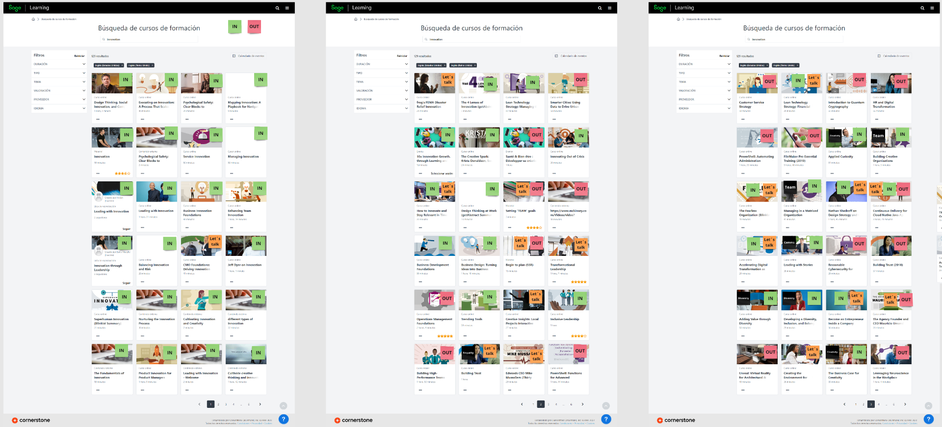 Sage Learning courses interface analysis