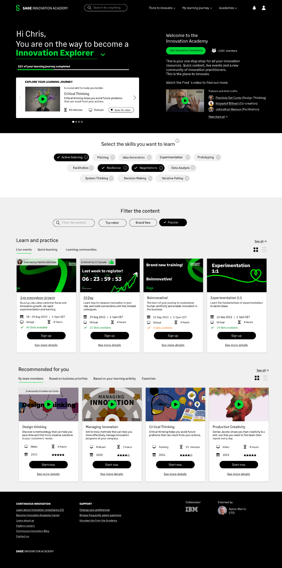 Final Innovation Academy homepage