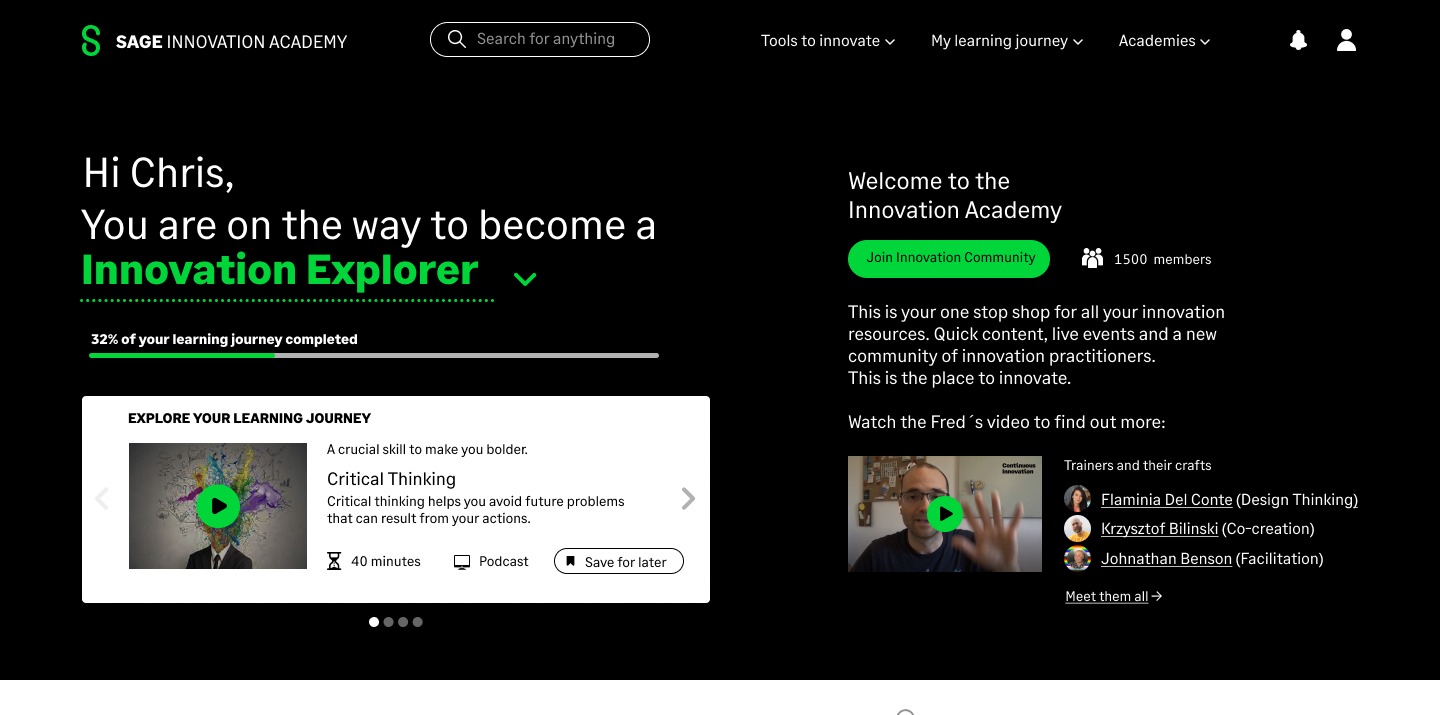 Sage — Innovation · Learning